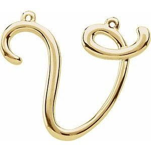 14K YELLOW SCRIPT INITIAL V NECKLACE CENTER