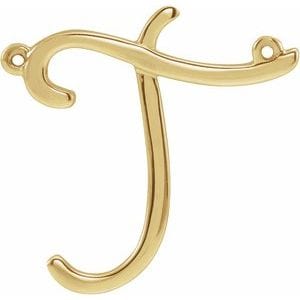 14K YELLOW SCRIPT INITIAL T NECKLACE CENTER