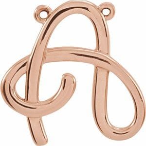14K ROSE SCRIPT INITIAL A NECKLACE CENTER