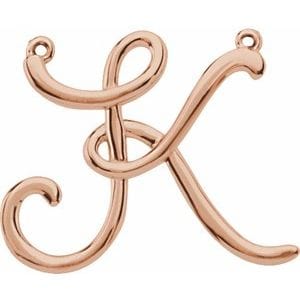 14K ROSE SCRIPT INITIAL K NECKLACE CENTER