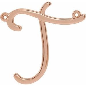14K ROSE SCRIPT INITIAL T NECKLACE CENTER