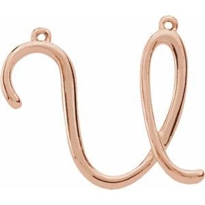 14K ROSE SCRIPT INITIAL U NECKLACE CENTER