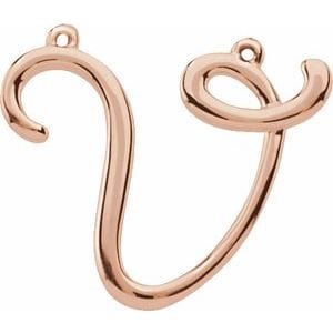 14K ROSE SCRIPT INITIAL V NECKLACE CENTER