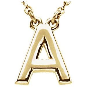 14K YELLOW BLOCK INITIAL A 16" NECKLACE