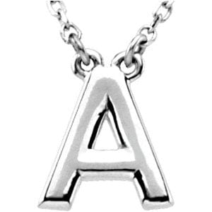 14K WHITE BLOCK INITIAL A 16" NECKLACE
