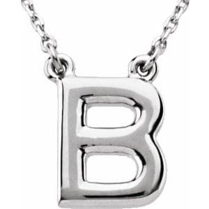 14K WHITE BLOCK INITIAL B 16" NECKLACE