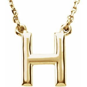 14K YELLOW BLOCK INITIAL H 16" NECKLACE