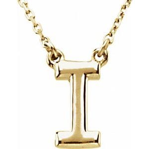 14K YELLOW BLOCK INITIAL I 16" NECKLACE