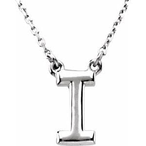 14K WHITE BLOCK INITIAL I 16" NECKLACE