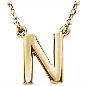 14K YELLOW BLOCK INITIAL N 16" NECKLACE