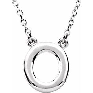 14K WHITE BLOCK INITIAL O 16" NECKLACE