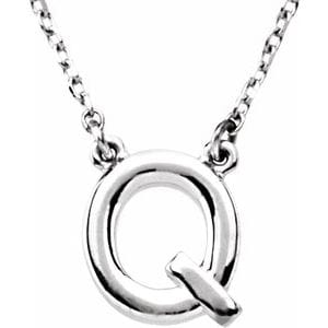 14K WHITE BLOCK INITIAL Q 16" NECKLACE