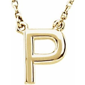 14K YELLOW BLOCK INITIAL P 16" NECKLACE