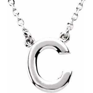 14K WHITE BLOCK INITIAL C 16" NECKLACE