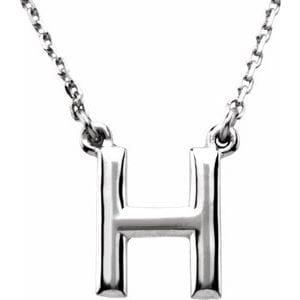 14K WHITE BLOCK INITIAL H 16" NECKLACE