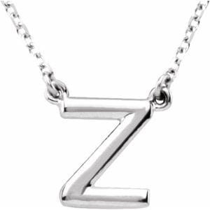 14K WHITE BLOCK INITIAL Z 16" NECKLACE