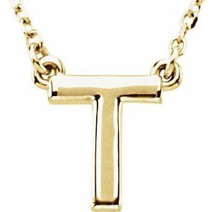 14K YELLOW BLOCK INITIAL T 16" NECKLACE