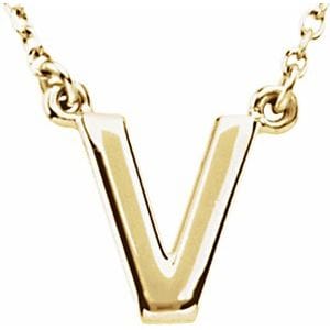 14K YELLOW BLOCK INITIAL V 16" NECKLACE