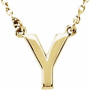 14K YELLOW BLOCK INITIAL Y 16" NECKLACE