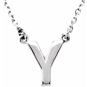 14K WHITE BLOCK INITIAL Y 16" NECKLACE