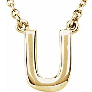 14K YELLOW BLOCK INITIAL U 16" NECKLACE