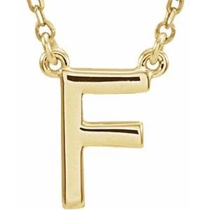 14K YELLOW BLOCK INITIAL F 16" NECKLACE