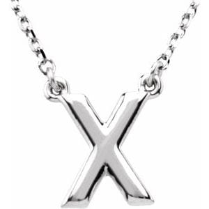 14K WHITE BLOCK INITIAL X 16" NECKLACE