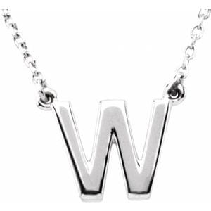 14K WHITE BLOCK INITIAL W 16" NECKLACE