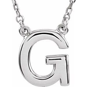 14K WHITE BLOCK INITIAL G 16" NECKLACE