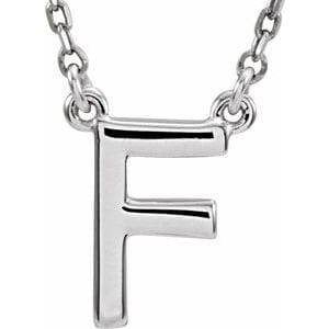 14K WHITE BLOCK INITIAL F 16" NECKLACE