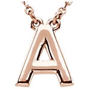 14K ROSE BLOCK INITIAL A 16" NECKLACE