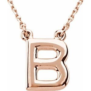 14K ROSE BLOCK INITIAL B 16" NECKLACE