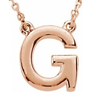 14K ROSE BLOCK INITIAL G 16" NECKLACE
