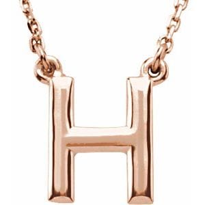 14K ROSE BLOCK INITIAL H 16" NECKLACE