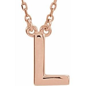 14K ROSE BLOCK INITIAL L 16" NECKLACE
