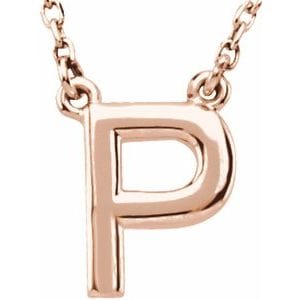 14K ROSE BLOCK INITIAL P 16" NECKLACE