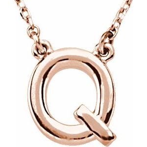 14K ROSE BLOCK INITIAL Q 16" NECKLACE