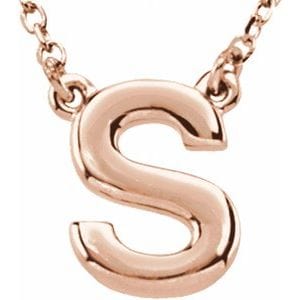 14K ROSE BLOCK INITIAL S 16" NECKLACE