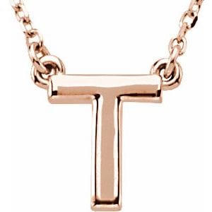 14K ROSE BLOCK INITIAL T 16" NECKLACE