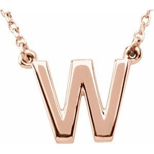 14K ROSE BLOCK INITIAL W 16" NECKLACE
