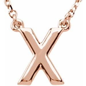 14K ROSE BLOCK INITIAL X 16" NECKLACE