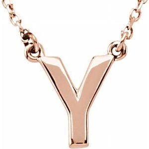 14K ROSE BLOCK INITIAL Y 16" NECKLACE