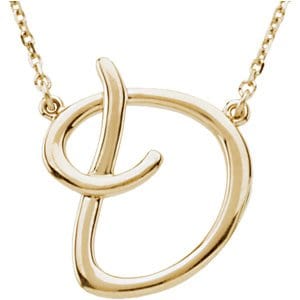 14K YELLOW SCRIPT INITIAL D 16" NECKLACE