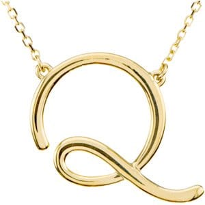 14K YELLOW SCRIPT INITIAL Q 16" NECKLACE