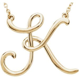 14K YELLOW SCRIPT INITIAL K 16" NECKLACE