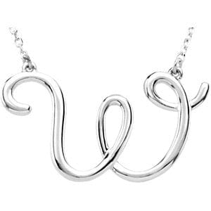 14K WHITE SCRIPT INITIAL W 16" NECKLACE