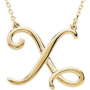 14K YELLOW SCRIPT INITIAL X 16" NECKLACE