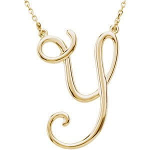 14K YELLOW SCRIPT INITIAL Y 16" NECKLACE