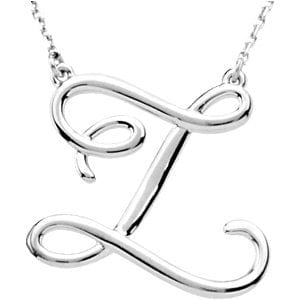 14K WHITE SCRIPT INITIAL Z 16" NECKLACE
