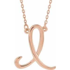 14K ROSE SCRIPT INITIAL I 16" NECKLACE